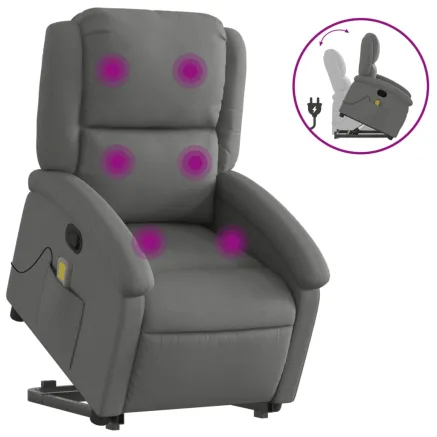 Fauteuil de massage inclinable Gris foncé Tissu 2
