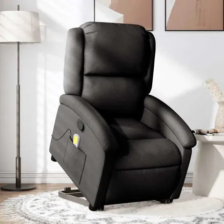 Fauteuil de massage inclinable Noir Tissu