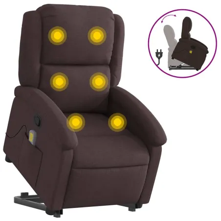 Fauteuil inclinable de massage Marron foncé Tissu