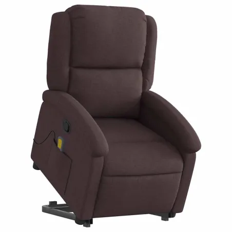Fauteuil inclinable de massage Marron foncé Tissu