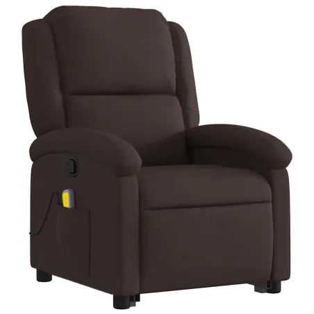 Fauteuil inclinable de massage Marron foncé Tissu