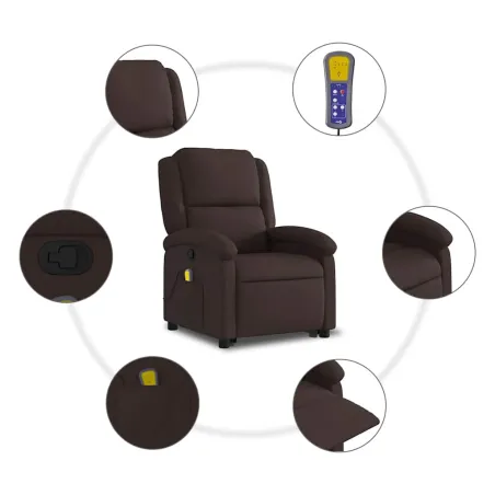 Fauteuil inclinable de massage Marron foncé Tissu