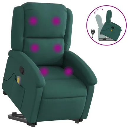 Fauteuil inclinable de massage Vert foncé Tissu 2