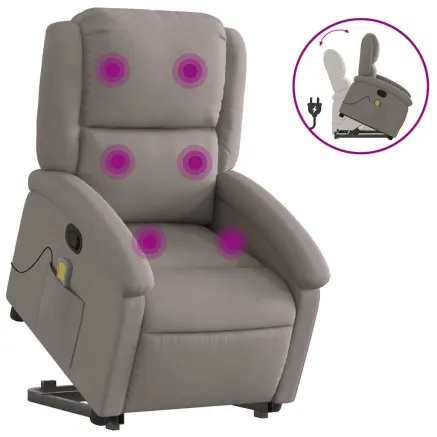 Fauteuil inclinable de massage Taupe Tissu 2