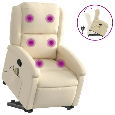 Fauteuil inclinable de massage Crème Tissu
