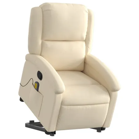 Fauteuil inclinable de massage Crème Tissu