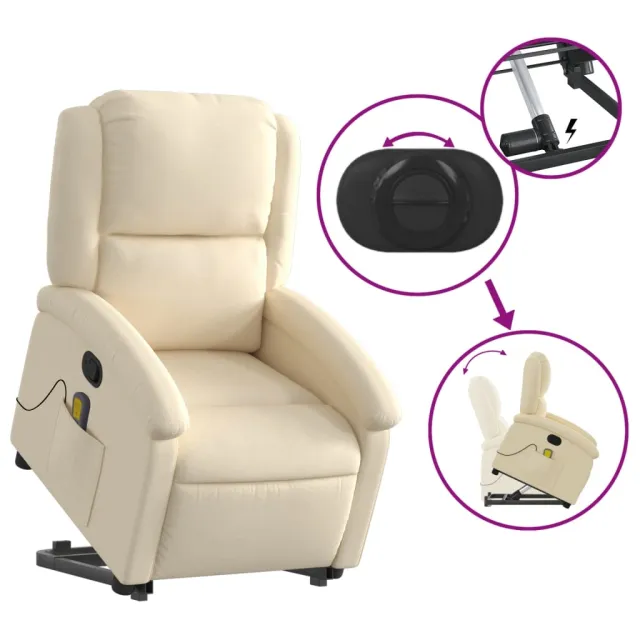 Fauteuil inclinable de massage Crème Tissu