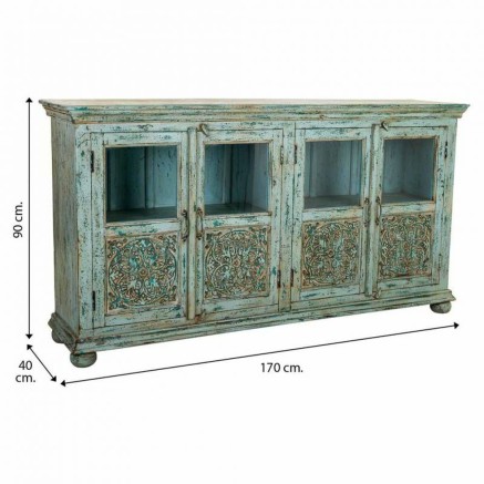 Aparador Alexandra House Living Azul Madera de mango 40 x 90 x 170 cm 2