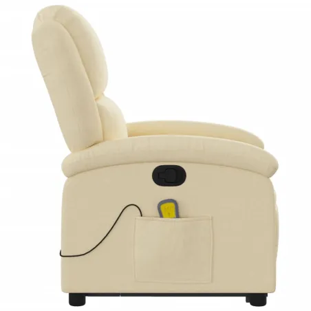Fauteuil inclinable de massage Crème Tissu