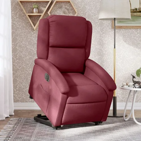 Fauteuil inclinable électrique rouge bordeaux tissu