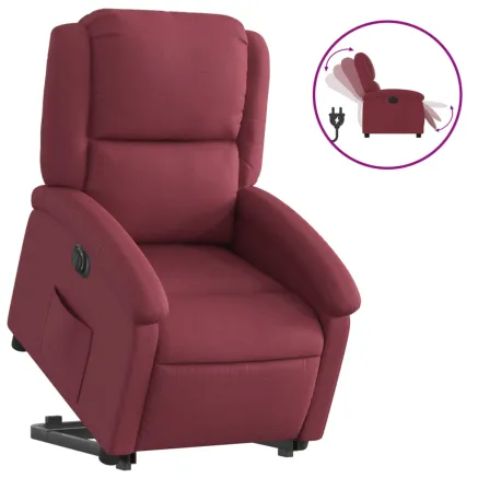 Fauteuil inclinable électrique rouge bordeaux tissu 2