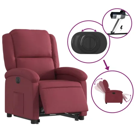 Fauteuil inclinable électrique rouge bordeaux tissu