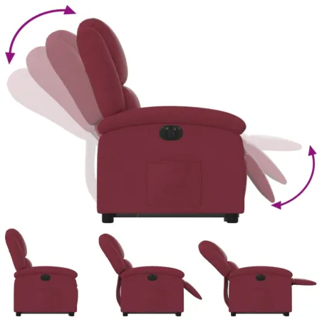 Fauteuil inclinable électrique rouge bordeaux tissu