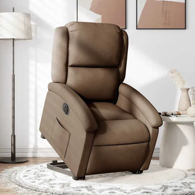 Fauteuil inclinable électrique marron tissu