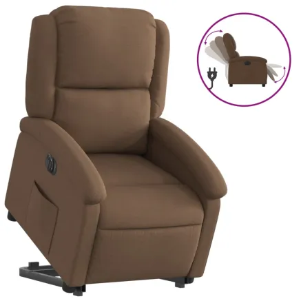 Fauteuil inclinable électrique marron tissu 2