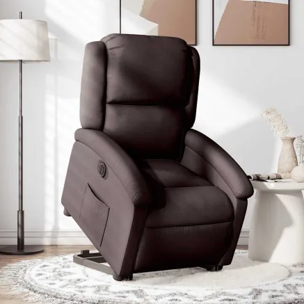 Fauteuil inclinable électrique marron foncé tissu