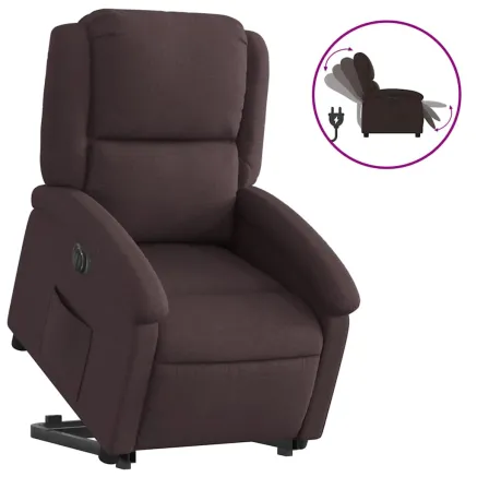 Fauteuil inclinable électrique marron foncé tissu 2