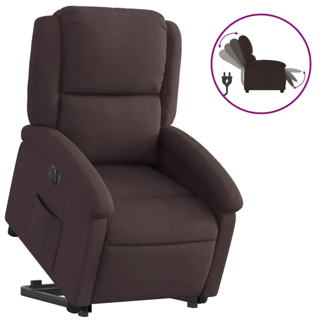Fauteuil inclinable électrique marron foncé tissu