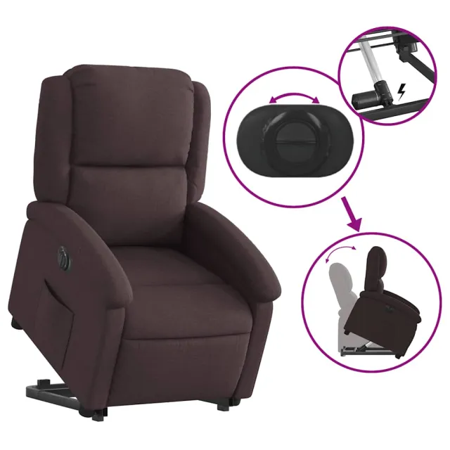 Fauteuil inclinable électrique marron foncé tissu