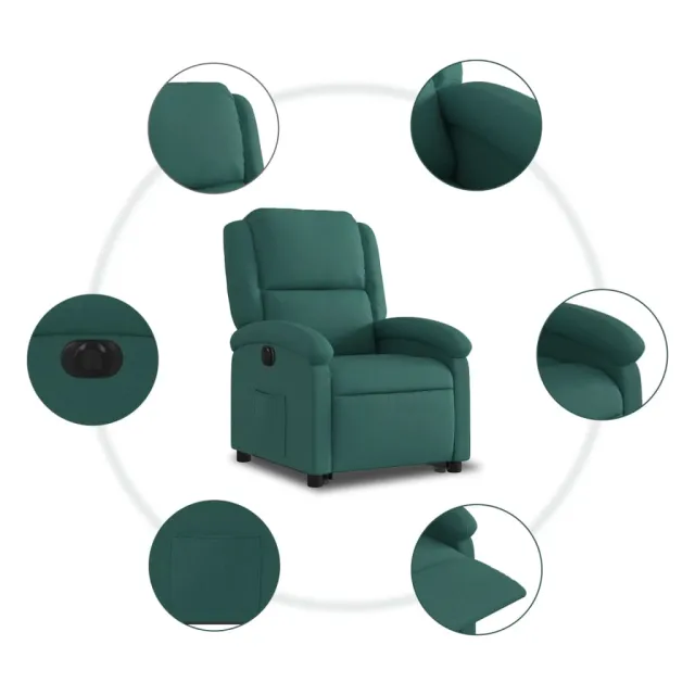 Fauteuil inclinable électrique vert foncé tissu