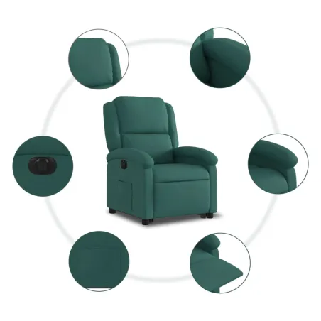 Fauteuil inclinable électrique vert foncé tissu