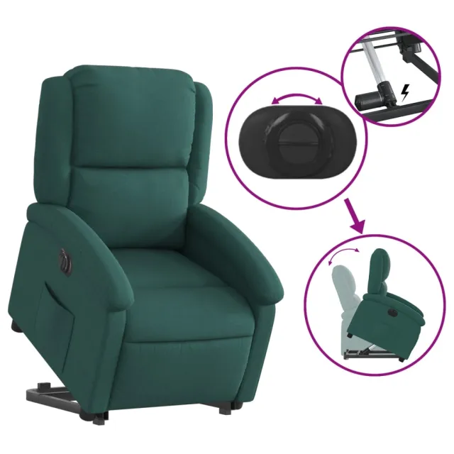 Fauteuil inclinable électrique vert foncé tissu