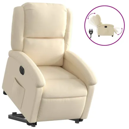 Fauteuil inclinable électrique crème tissu 2