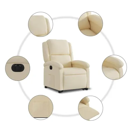 Fauteuil inclinable électrique crème tissu