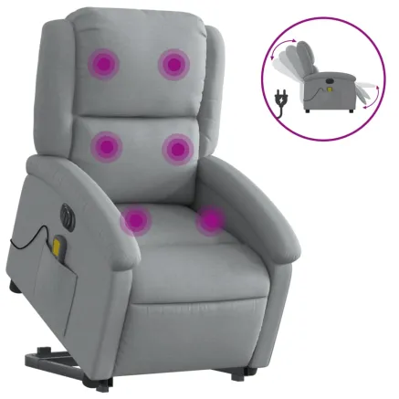Fauteuil inclinable de massage électrique Gris clair Tissu 2