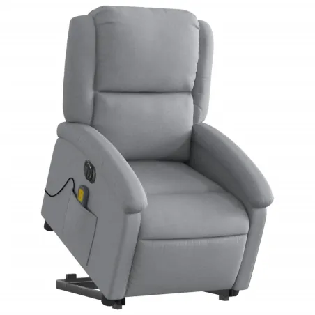 Fauteuil inclinable de massage électrique Gris clair Tissu