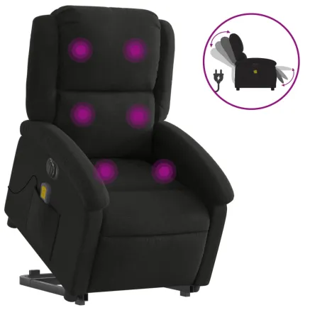 Fauteuil inclinable de massage électrique Noir Tissu 2