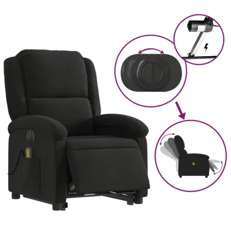 Fauteuil inclinable de massage électrique Noir Tissu