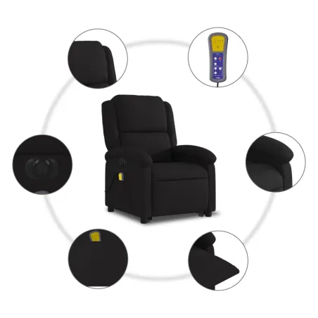 Fauteuil inclinable de massage électrique Noir Tissu