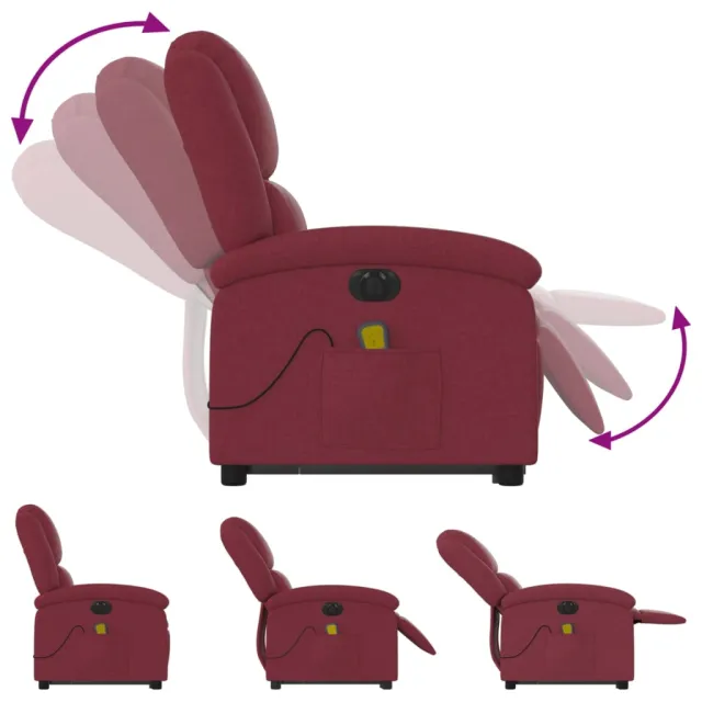 Fauteuil inclinable de massage électrique Rouge bordeaux Tissu