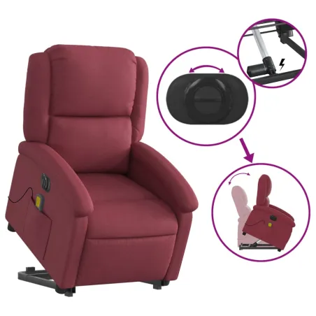 Fauteuil inclinable de massage électrique Rouge bordeaux Tissu