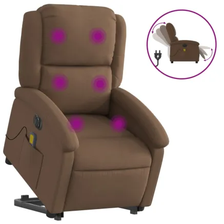 Fauteuil inclinable de massage électrique Marron Tissu 2