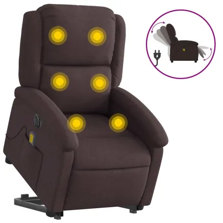 Fauteuil inclinable de massage électrique Marron foncé Tissu 2