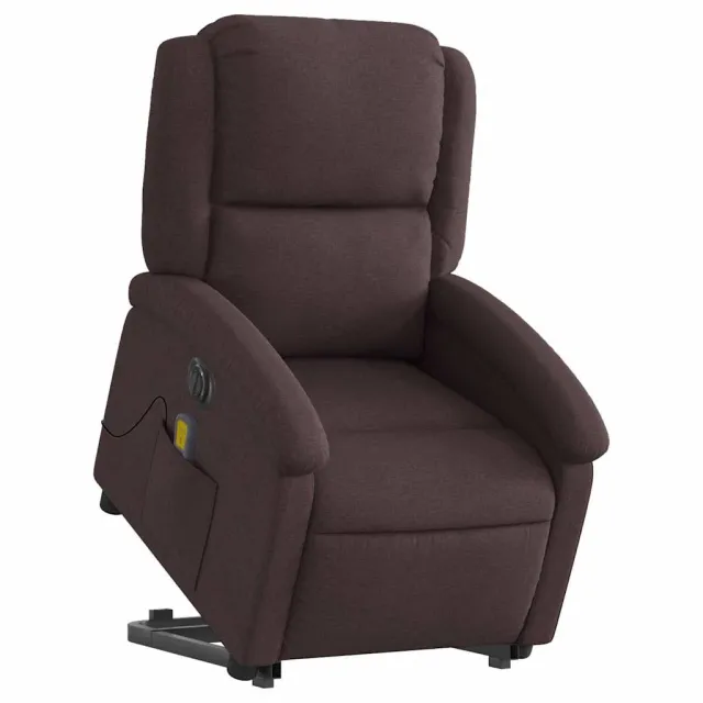 Fauteuil inclinable de massage électrique Marron foncé Tissu