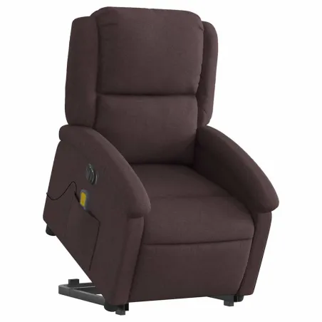 Fauteuil inclinable de massage électrique Marron foncé Tissu