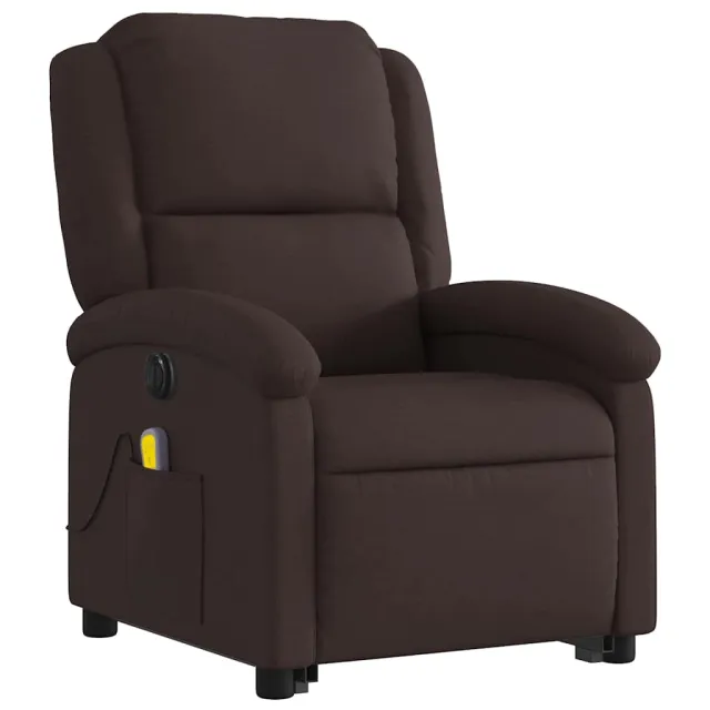 Fauteuil inclinable de massage électrique Marron foncé Tissu