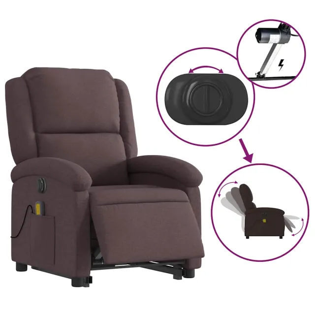 Fauteuil inclinable de massage électrique Marron foncé Tissu