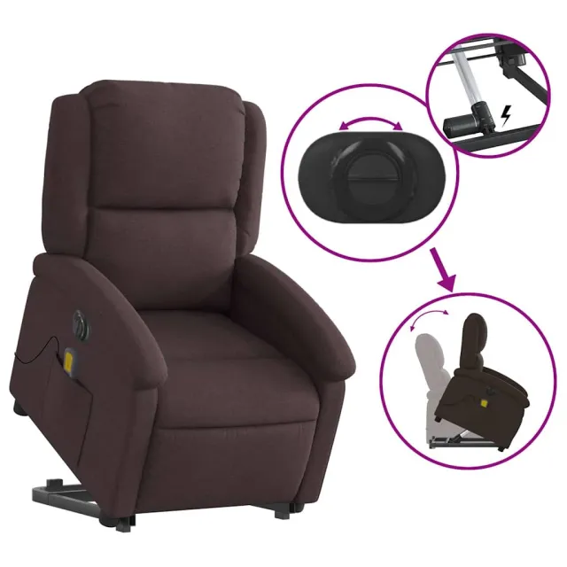 Fauteuil inclinable de massage électrique Marron foncé Tissu