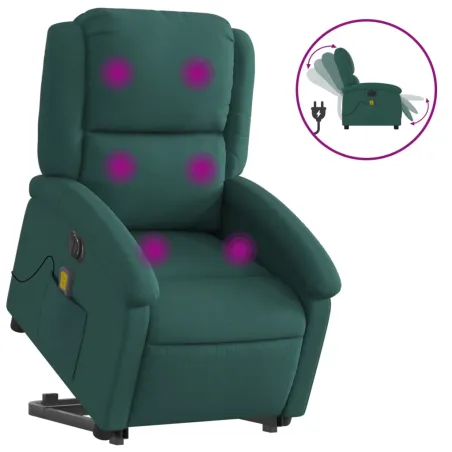 Fauteuil inclinable de massage électrique Vert foncé Tissu