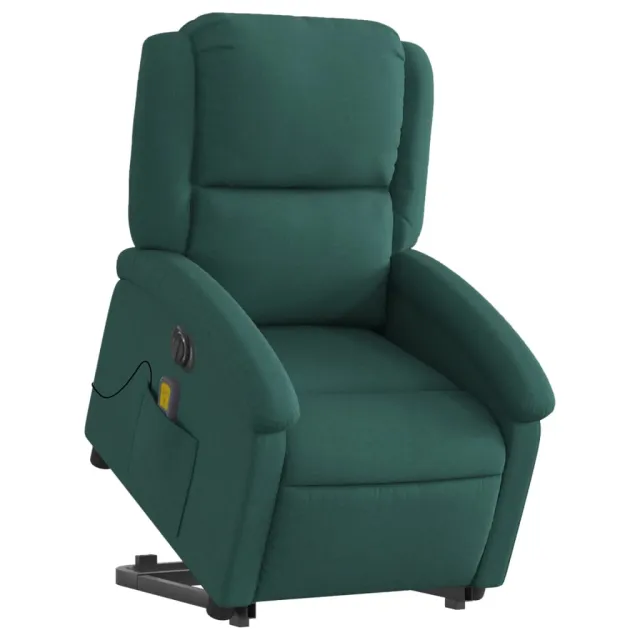 Fauteuil inclinable de massage électrique Vert foncé Tissu