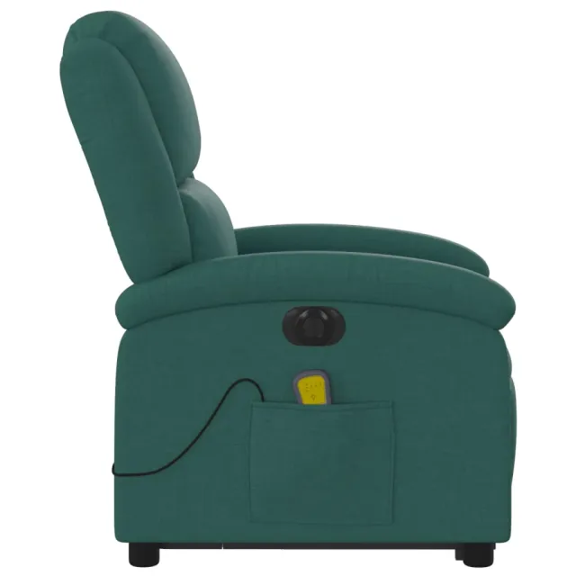 Fauteuil inclinable de massage électrique Vert foncé Tissu