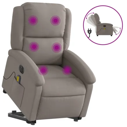 Fauteuil inclinable de massage électrique Taupe Tissu 2