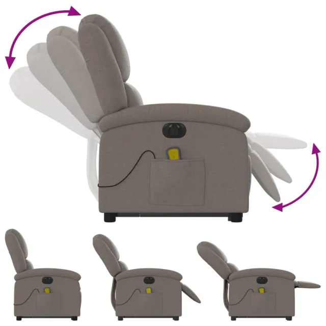 Fauteuil inclinable de massage électrique Taupe Tissu