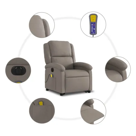 Fauteuil inclinable de massage électrique Taupe Tissu