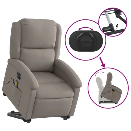 Fauteuil inclinable de massage électrique Taupe Tissu