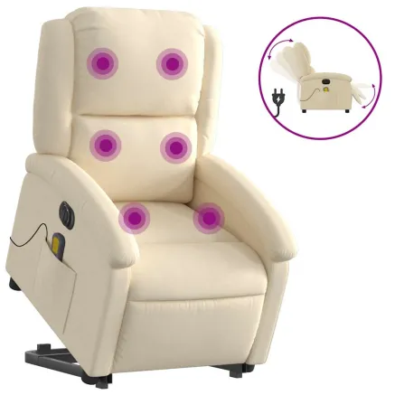 Fauteuil inclinable de massage électrique Crème Tissu 2